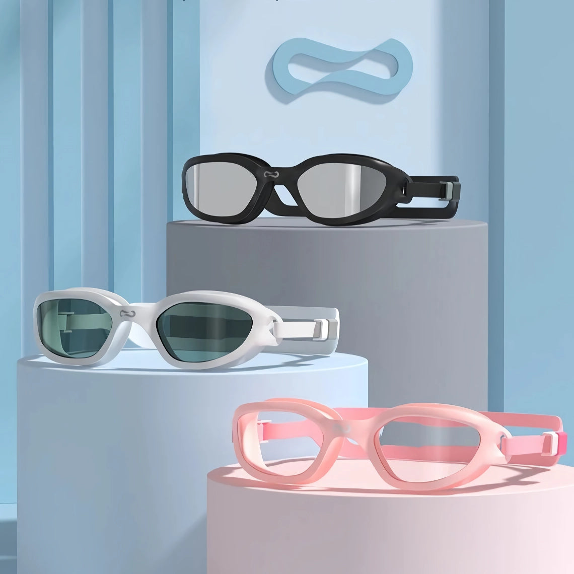 Professionelle verspiegelte Schwimmbrille mit Antibeschlag-Effekt, UV-Schutz und verstellbarem Silikonband