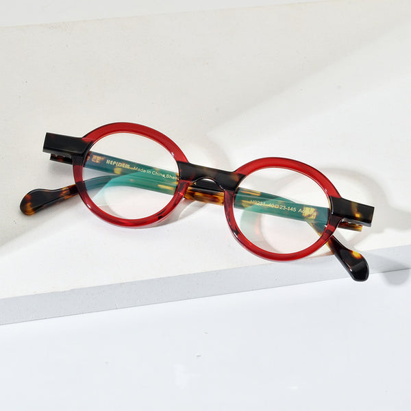 Retro Round Transparent Red Myopia Lens Frame - Blue Force Sports