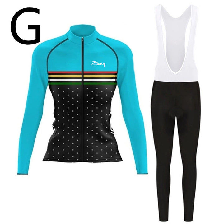 Long-sleeved Cycling Jersey And Bib, Running And Mountain Biking Sports Suit - Blue Force Sports
