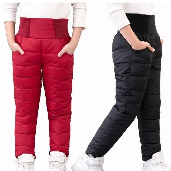 Warm & Cozy Kids' Winter Ski Pants - Elastic High-Waisted Waterproof Trousers