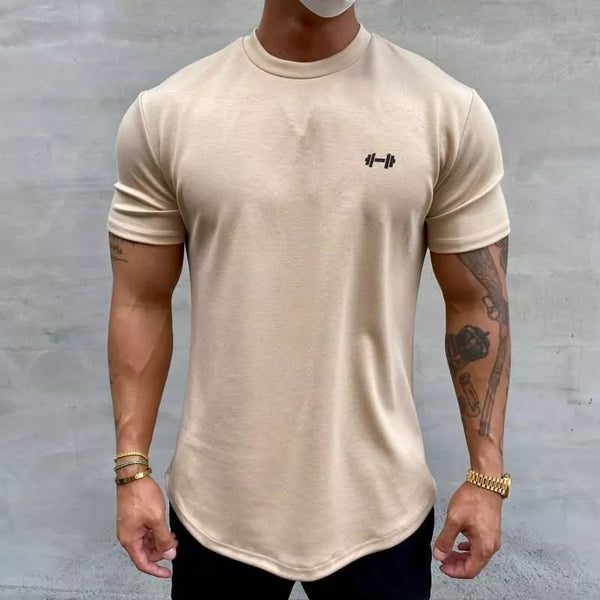 Summer Slim-Fit Sports Tee: Men's Cotton Muscle-Show Top