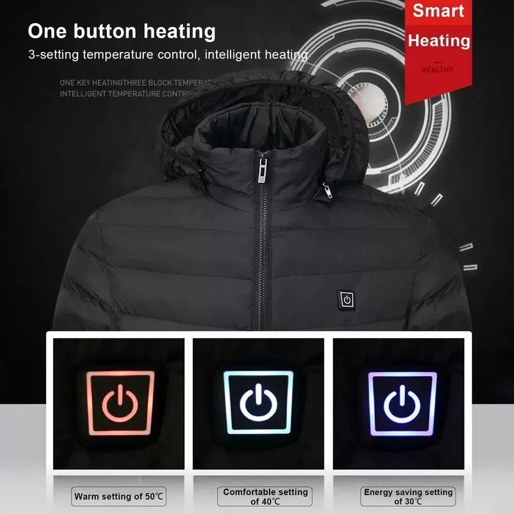 Elektrisch beheizte USB-Jacke für Herren mit 9 Heizzonen