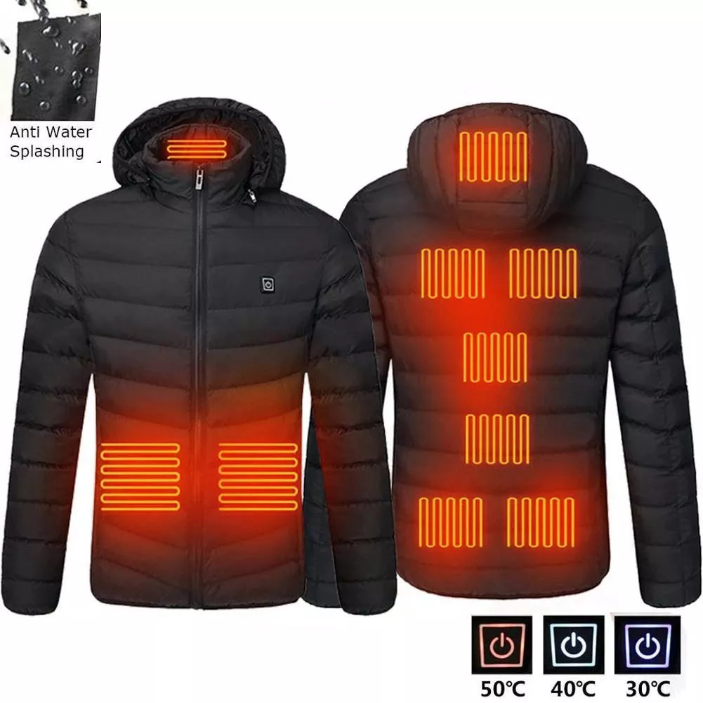 Elektrisch beheizte USB-Jacke für Herren mit 9 Heizzonen