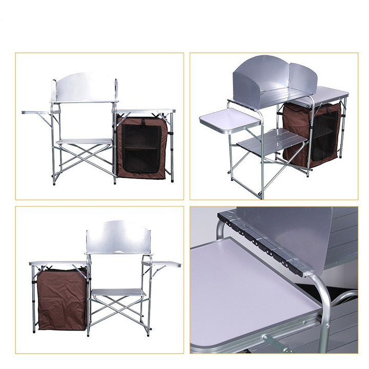 Outdoor Camping Double-decker Storage Rack Mobile Barbecue Table - Blue Force Sports