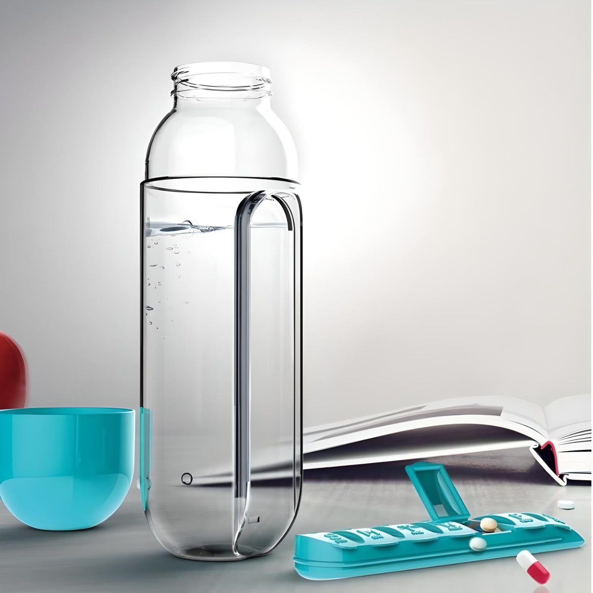 Organizador de botellas de agua 2 en 1 para medicamentos de 600 ml