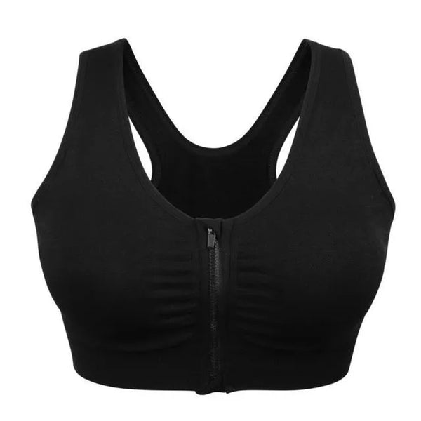 Zip-Front Breathable Sports Bra for Active Women