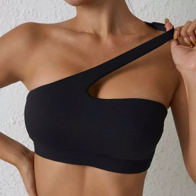 One-Shoulder High Stretch Sport-BH für Fitness &amp; Yoga