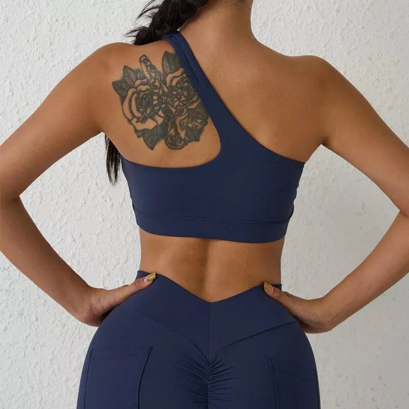 One-Shoulder High Stretch Sport-BH für Fitness &amp; Yoga