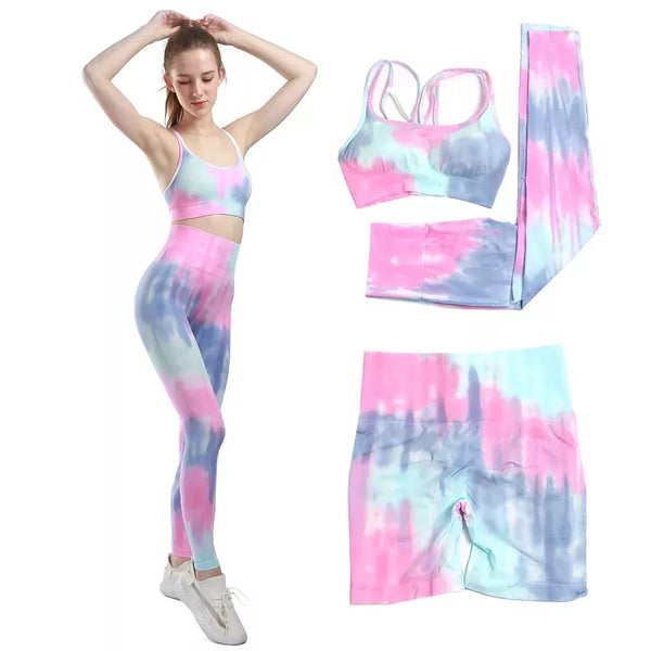 Tie-Dye Seamless Yoga & Gym Two-Piece Set for Women