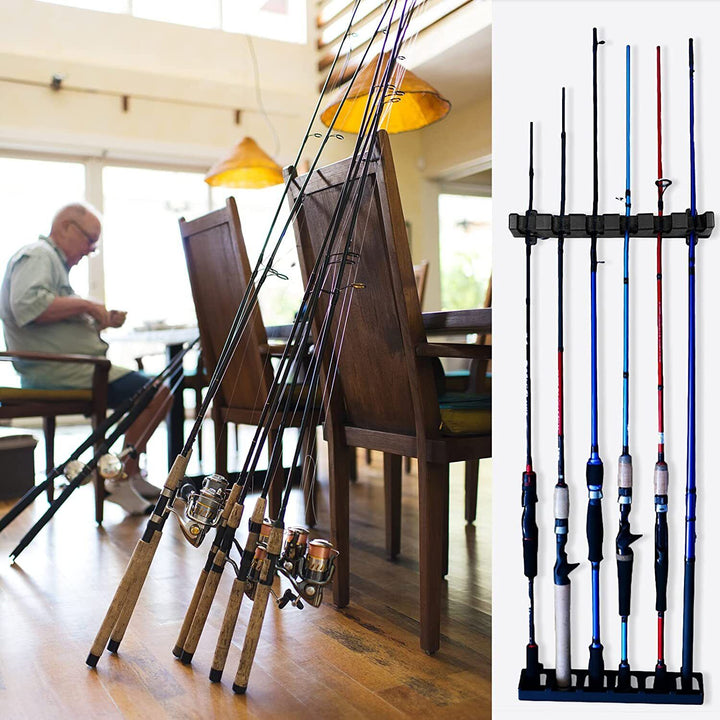 Fishing Rod Rack Vertical Holder Horizontal Wall Mount Boat Pole Stand Storage - Blue Force Sports
