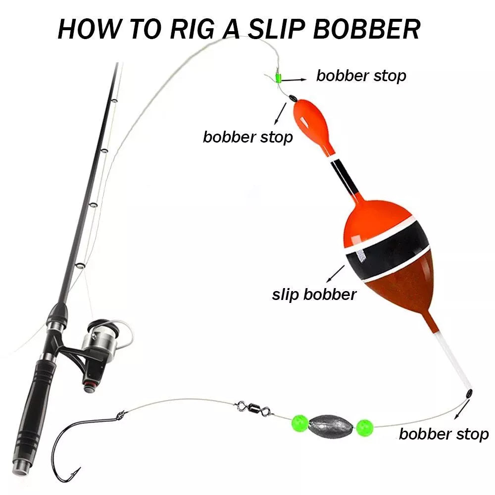 Hochwertiges Slip-Bobber-Set aus Balsaholz zum Angeln von Sonnenbarschen, Forellen und Barschen.