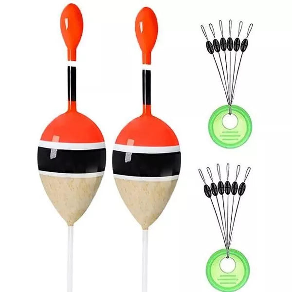 Hochwertiges Slip-Bobber-Set aus Balsaholz zum Angeln von Sonnenbarschen, Forellen und Barschen.