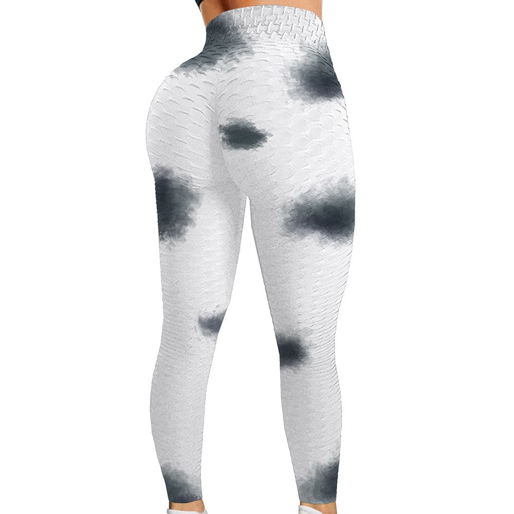 High waist hip tight tie-dye track pants - Blue Force Sports