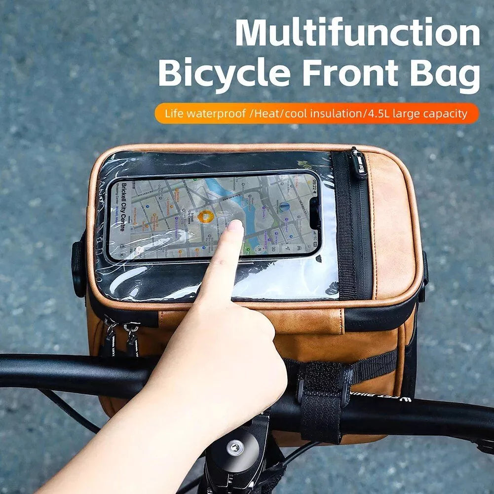 Bolsa impermeable para manillar de bicicleta con funda para teléfono con pantalla táctil
