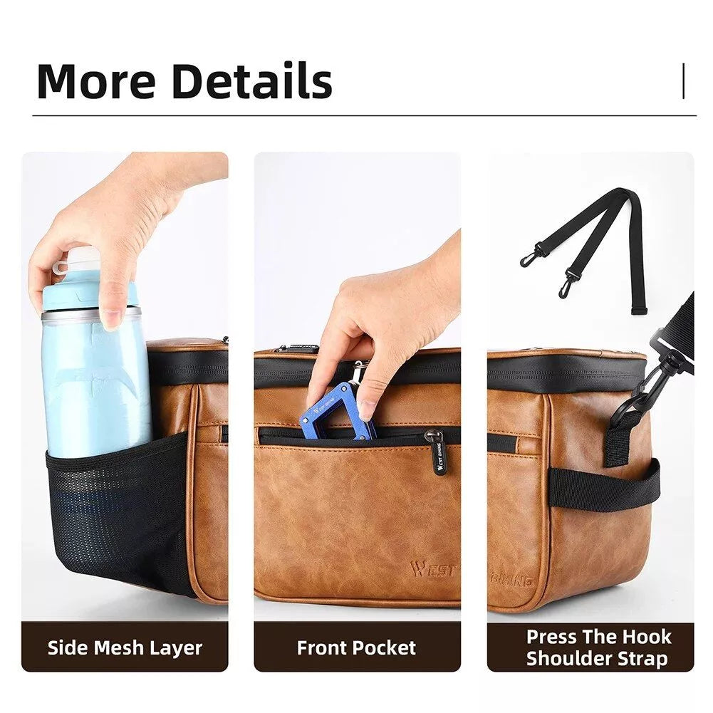 Bolsa impermeable para manillar de bicicleta con funda para teléfono con pantalla táctil