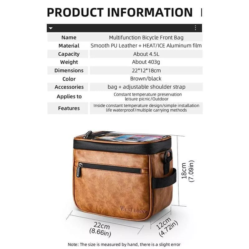 Bolsa impermeable para manillar de bicicleta con funda para teléfono con pantalla táctil