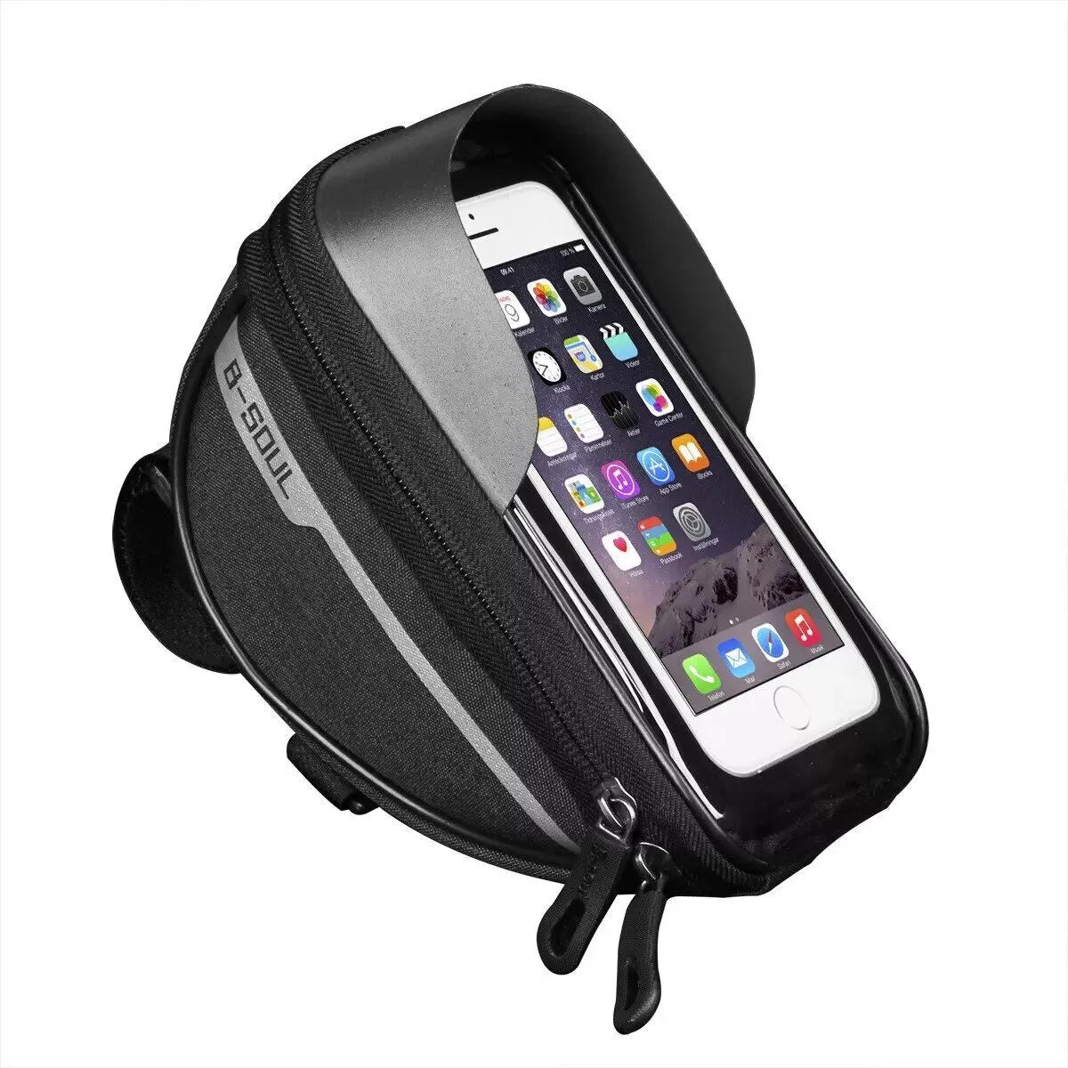 Wasserdichte Oberrohr-Fahrradtasche mit Touchscreen-Telefonhalter
