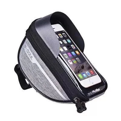 Wasserdichte Oberrohr-Fahrradtasche mit Touchscreen-Telefonhalter