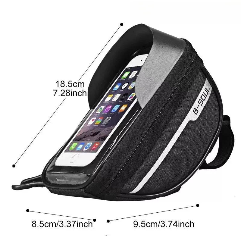 Wasserdichte Oberrohr-Fahrradtasche mit Touchscreen-Telefonhalter
