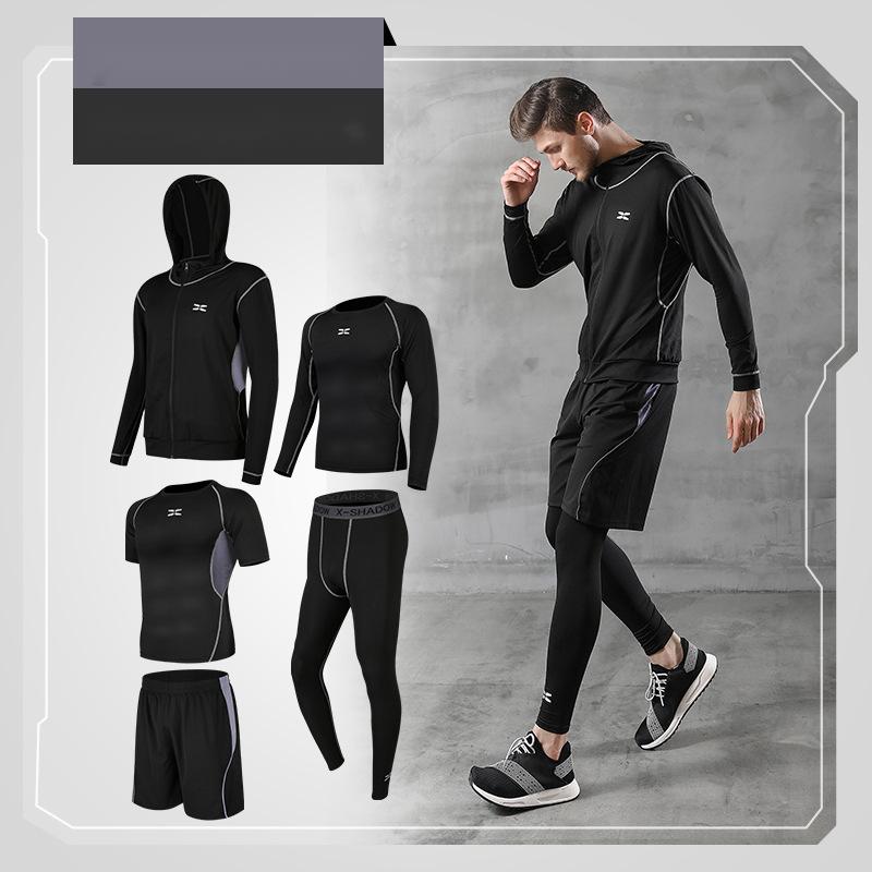 Running quick-drying basketball sports suit five-piece training suit - Blue Force Sports
