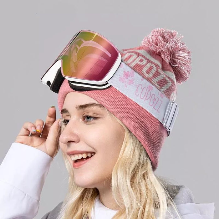 Professional Winter Ski Goggles with Magnetic Quick-Change, Double Layer Anti-Fog Lenses