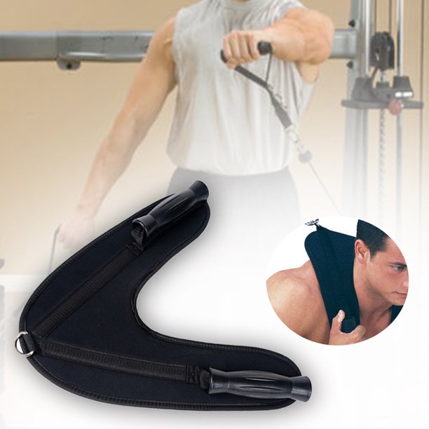 Abdominal Crunch Practical Gym Support U Shape Belt Bind Suspender Strap Handle Back Exercise Pulling Harness Shoulder Strap, V-shape Crunch Belt,Abdominal Crunch Straps Belt Attachment For Cable Mach - Blue Force Sports