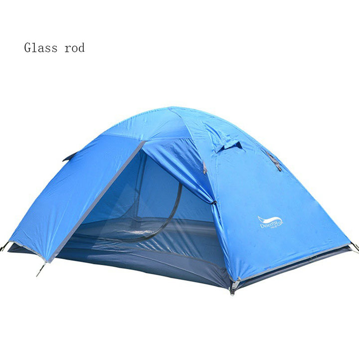 Lightweight Camping Tent Double Layer Fiberglass 2 Person Waterproof Portable Travel Tent - Blue Force Sports