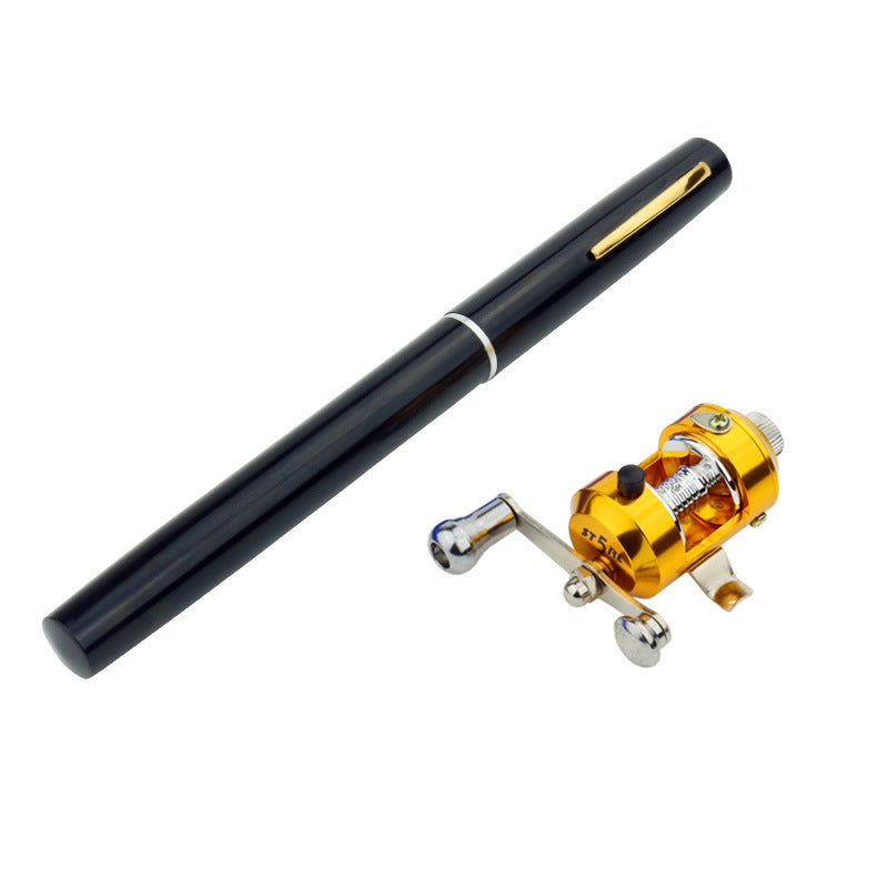 Genuine mini ice fishing pen pole fishing rod fishing rod with drum set, small sea pole portable fishing rod. - Blue Force Sports