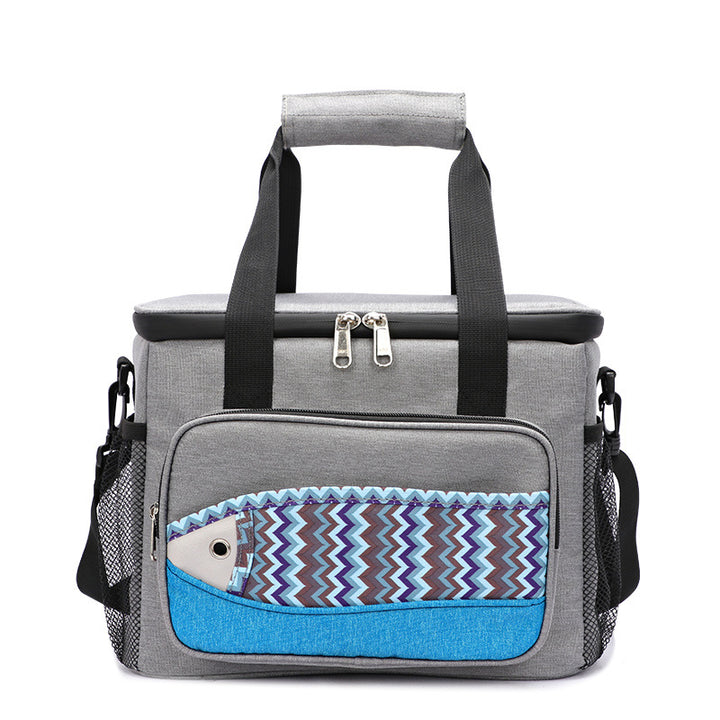 Fish Pattern Cooler Bags Lunch Box Bag EVA Insulation Waterproof Portable Lunch Bag Outdoor Multifunctional Picnic Bag - Blue Force Sports