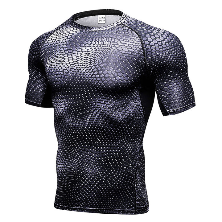 Men's Short Sleeve Quick Drying Clothes 3D Printing Fitness Running Training - Blue Force Sports