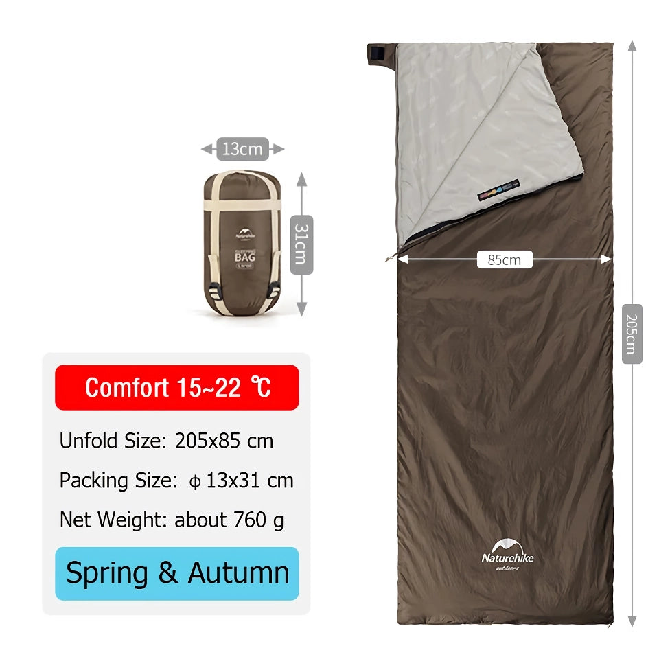Lightweight Envelope Sleeping Bag for Mild-Weather Camping