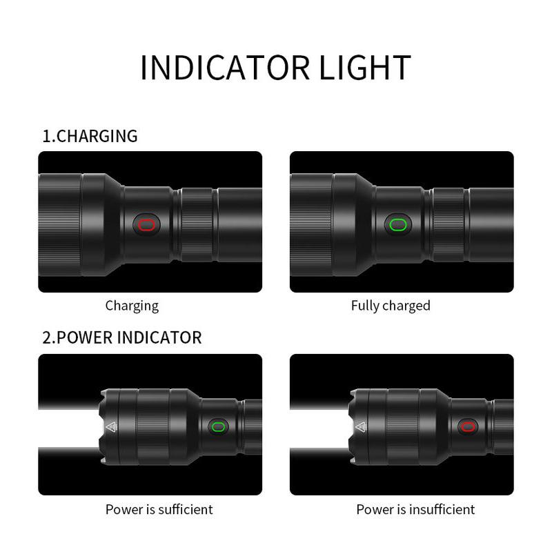 Taktische LED-Laser-Taschenlampe mit großer Reichweite und Powerbank, 1500 m Reichweite, wiederaufladbar