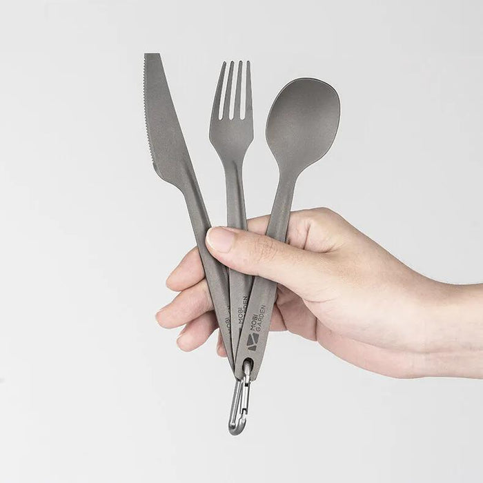 Ultraleichtes Camping-Gabel- und Löffelset aus Titan