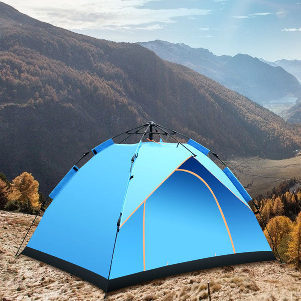 Camping Outdoor Travel Double-decker Automatic Tent - Blue Force Sports