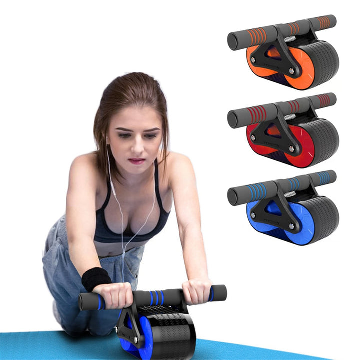 Double Wheel Abdominal Exerciser Women Men Automatic Rebound Ab Wheel Roller Waist Trainer Gym Sports Home Exercise Devices - Blue Force Sports