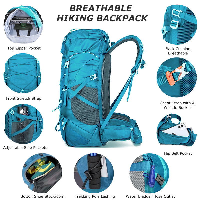 50 l multifunktionaler Outdoor-Wanderrucksack mit Regenschutz – ideal für Trekking und Camping