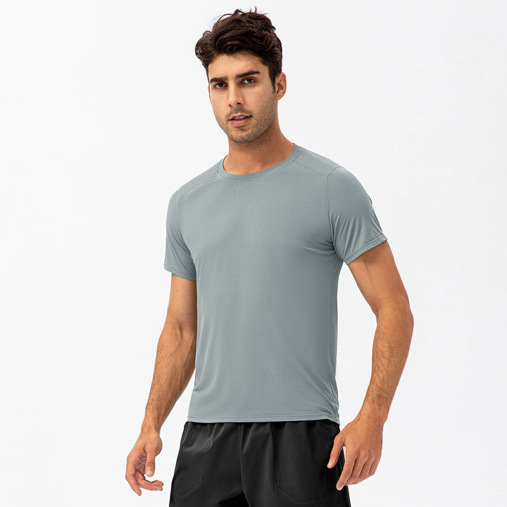 Men's Loose Running Quick Drying Clothes Round Neck T-shirt Sweat-absorbent Breathable Fitness Sports Casual Short Sleeve Clothes - Blue Force Sports