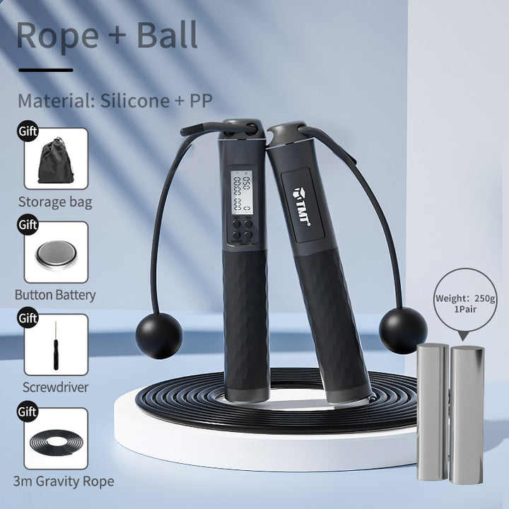 Jumping Rope Cordless Type Counting Fitness Exercise Wireless Gravity Weight Ball Fat Burning Female Cordless - Blue Force Sports