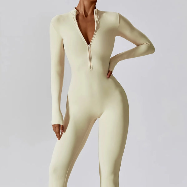 Hochleistungs-Langarm-Bodysuit mit Reißverschluss für Damen