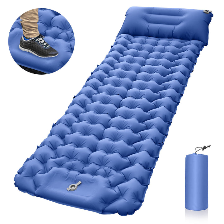 Outdoor Camping Travel Portable Inflatable Cushion Built-in Foot Inflatable - Blue Force Sports