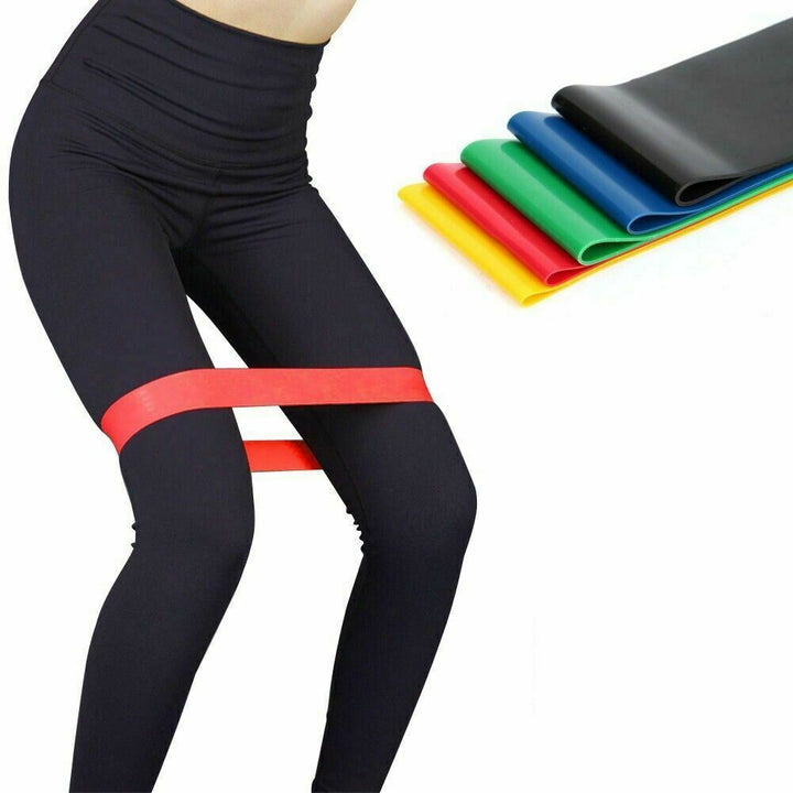 Resistance Bands Loop Set Of 5 Exercise Workout CrossFit Fitness Yoga Booty Band - Blue Force Sports