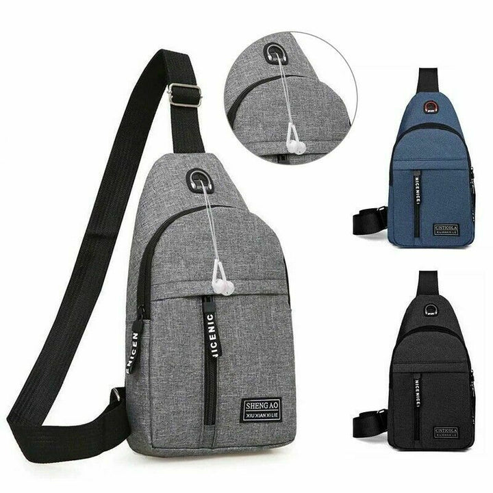 Mens Sling Bag Cross Body Handbag Chest Bag Shoulder Pack Sports Travel Backpack Gray - Blue Force Sports