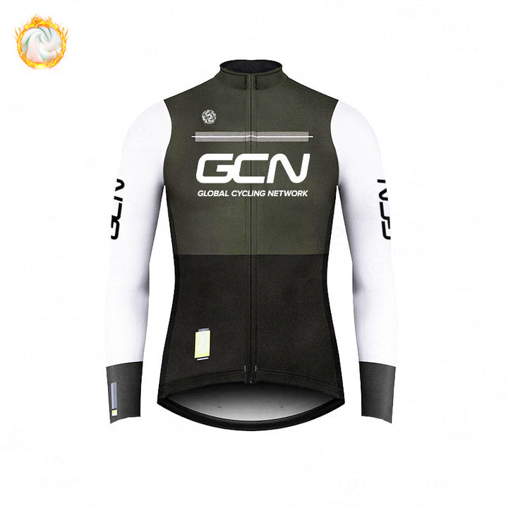 GCN Fleece Long Sleeve Cycling Jersey Cycling Jersey Running Winter New Series - Blue Force Sports