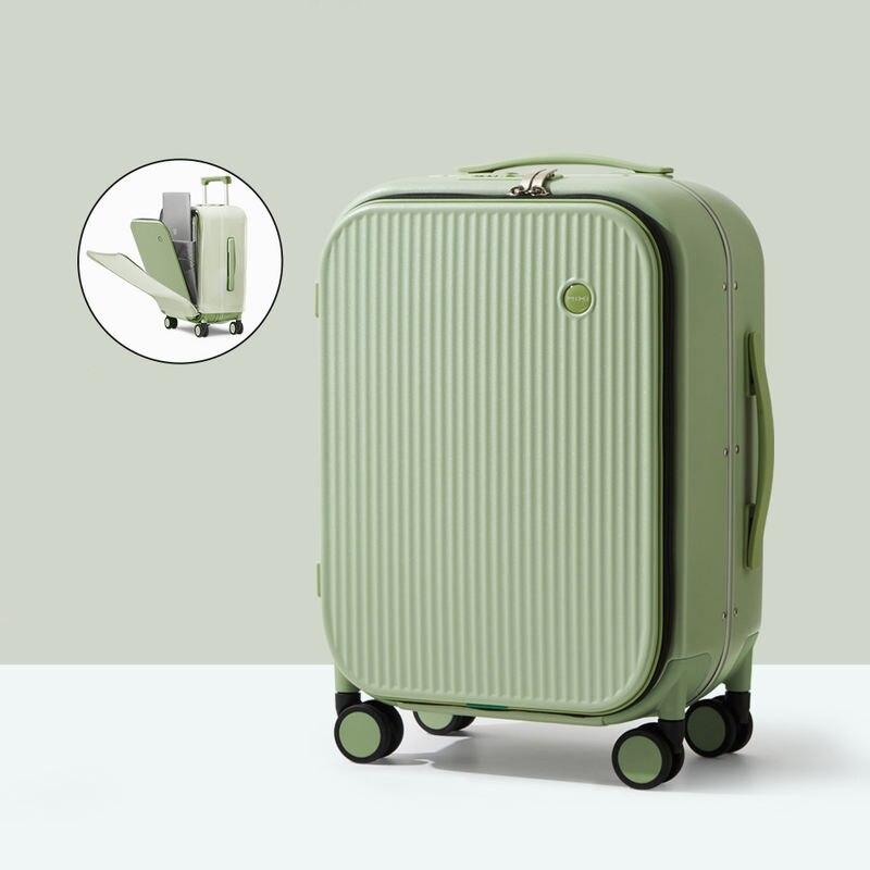 Carry On Suitcase with Aluminum Frame & Front Laptop Pocket, TSA Lock, Spinner Wheels