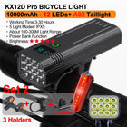Ultra-Bright 10000mAh USB-C Rechargeable Bike Light Set