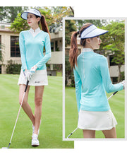 Golf Women's Long-sleeved T-shirt Stand-up Collar Sunscreen Korean Version Of Slim Sports - Blue Force Sports