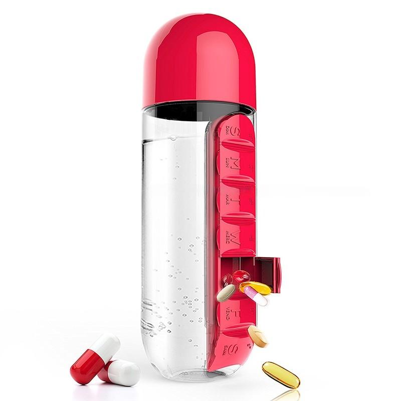 Organizador de botellas de agua 2 en 1 para medicamentos de 600 ml