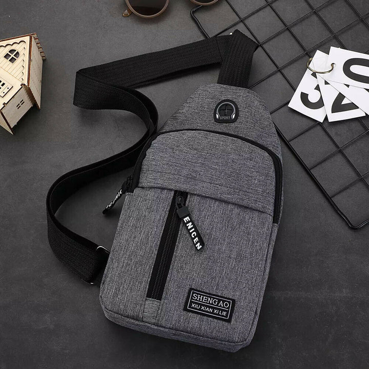 Mens Sling Bag Cross Body Handbag Chest Bag Shoulder Pack Sports Travel Backpack Gray - Blue Force Sports