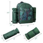 Picnic Backpack Set With Cutlery Kit Cooler Compartment Blanket For 4 Persons - Blue Force Sports
