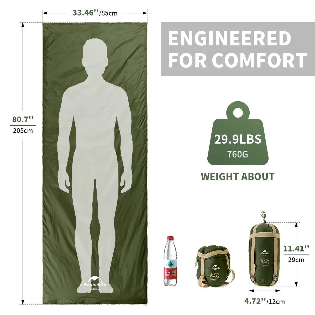 Lightweight Envelope Sleeping Bag for Mild-Weather Camping